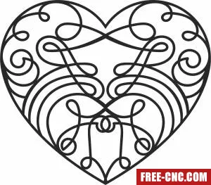 Decorative one line heart wall art - Free dxf files ready to cut