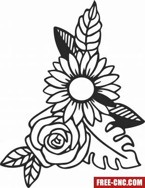 Flowers wall decor - Free dxf download
