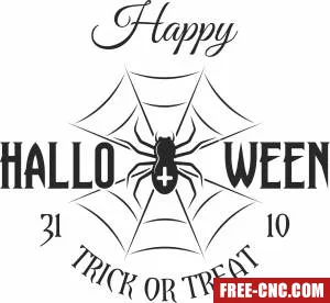 Happy halloween bat trick or treat spider clipart - Download free dxf for cnc plasma cutting