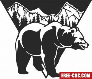 Bear scene art wall decor - Download free dxf for cnc plasma cutting