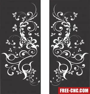 Floral decorative panel wall separator door pattern - free dxf download