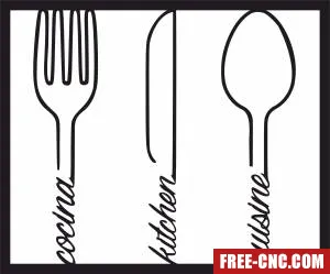 Kitchen sign knife fork and spoon - Free dxf for laser cutting and plasma