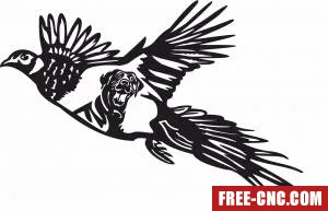 Flying peacock scene with rottweiler wall art - Free dxf files ready to cut