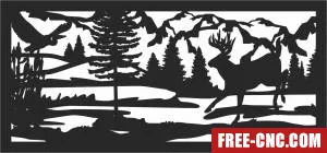 Deer forest scene wall decor - Free dxf for laser cutting and plasma