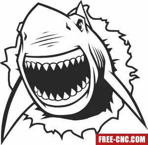 Angry shark wall sign - Free dxf for laser cutting and plasma