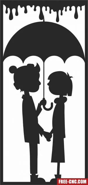 Couple with umbrella wall decor - Download free dxf for cnc plasma cutting