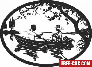 Couple on boat scene - Free dxf download