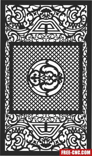 Decorative panel door wall screen pattern - Free dxf download