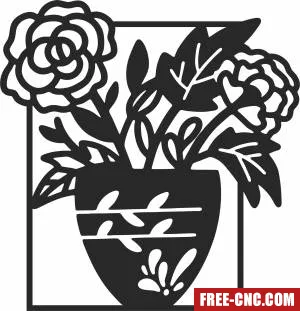 Flowers roses vase clipart - Free dxf files ready to cut