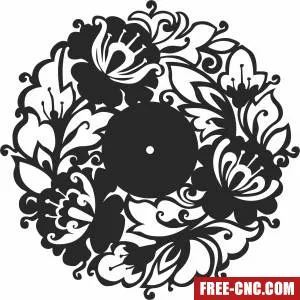 Flowers wall clock - Download free dxf for cnc plasma cutting