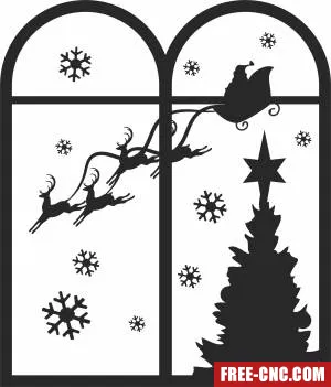 Christmas window scene - Download free dxf for cnc plasma cutting