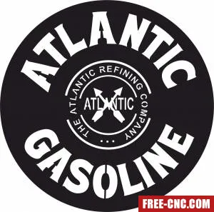 Vintage atlantic gasoline logo retro sign - Free dxf for laser cutting and plasma