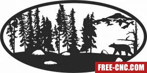 Bears scene forest art - Free dxf download