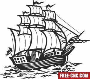 Sailboat sea ship wall art - Free dxf for laser cutting and plasma