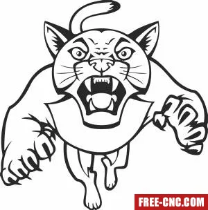 Jumping puma cliparts - Free dxf files ready to cut