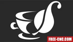 Coffee tea cup art sign - Free dxf files ready to cut