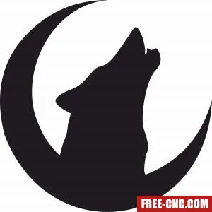 Howling wolf in moon - Download free dxf for cnc plasma cutting