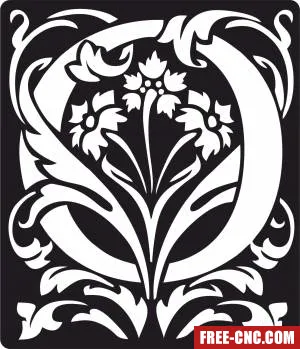 Personalized monogram initial letter o floral artwork - Download free dxf for cnc plasma cutting