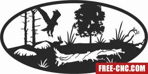 Eagle scene forest art - Free dxf files ready to cut