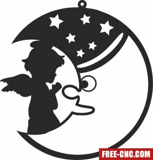 Angel on the moon ornament - Download free dxf for cnc plasma cutting