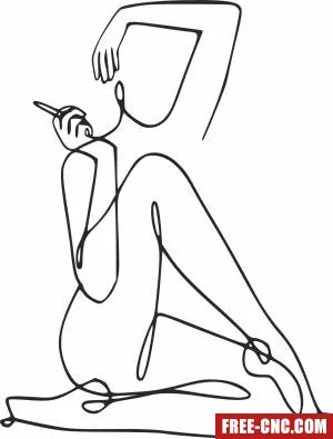 Woman line drawing arts - Download free dxf for cnc plasma cutting