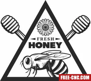 Fresh honey bee logo sign - Free dxf files ready to cut