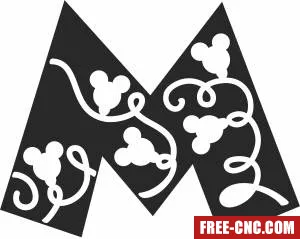 Mickey mouse m monogram - Free dxf for laser cutting and plasma