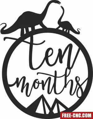 Baby ten months milestone dinosaur - Free dxf download