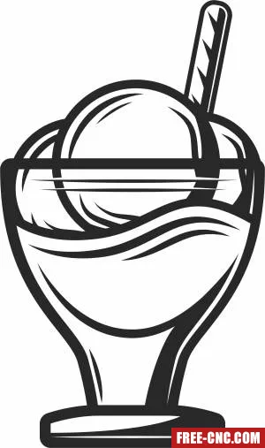 Ice cream in a bowl clipart - Free dxf for laser cutting and plasma