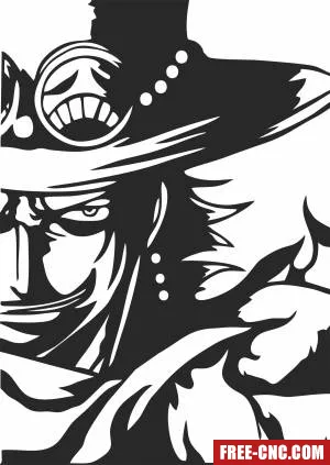 Portgas d ace one piece drawing cliparts - Free dxf download