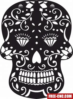 Decorative sugar skull - Free dxf download