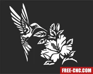 Hummingbird on flowers cliparts - Download free dxf for cnc plasma cutting