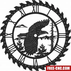 Eagle sceen saw wall clock - Free dxf files ready to cut