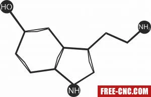 Serotonin chemistry symbols - Free dxf files ready to cut