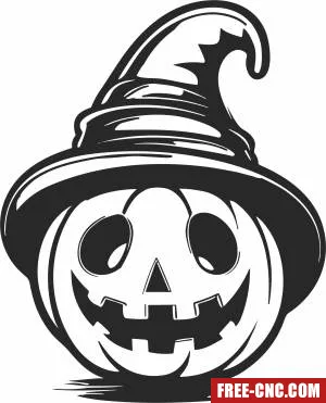 Halloween pumpkin with hat - Free dxf files ready to cut