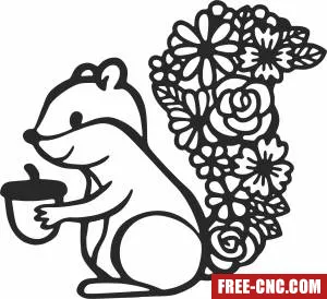 Floral squirrel - Free dxf for laser cutting and plasma