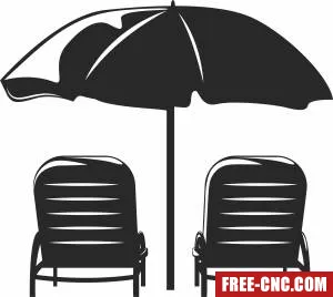 Deckchair with umbrella - Free dxf files ready to cut