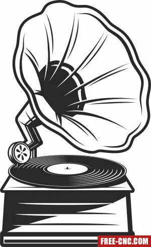 Gramophone retro record - Free dxf for laser cutting and plasma