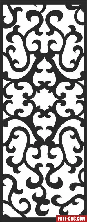 Decorative floral pattern screen door - Free dxf files ready to cut