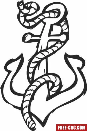 Anchor silhouette with rope wall sign - Download free dxf for cnc plasma cutting