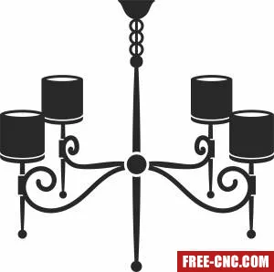 Decorative chandelier clipart - Free dxf for laser cutting and plasma