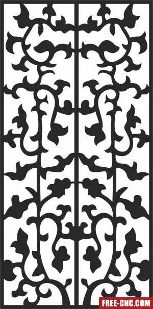 Decorative floral pattern screen door - Download free dxf for cnc plasma cutting