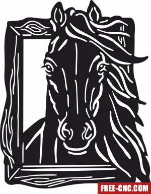 Horse wall frame clipart - Free dxf for laser cutting and plasma