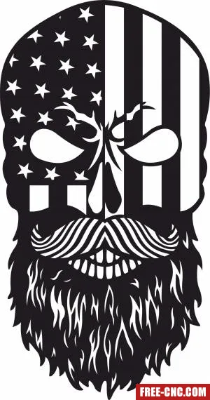 Bearded skull with usa flag - Download free dxf for cnc plasma cutting