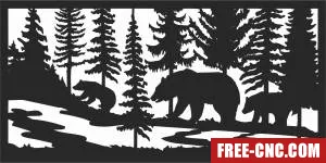 Bears forest scene wall decor - Free dxf for laser cutting and plasma