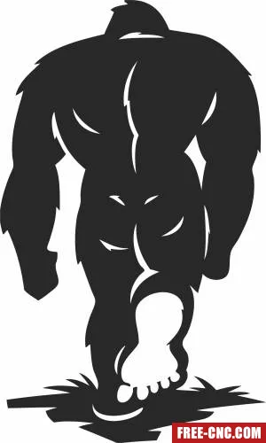 Walking bigfoot sasquatch clipart - Download free dxf for cnc plasma cutting