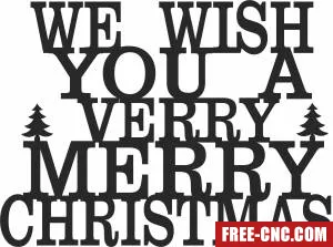 Merry christmas wish decor - Download free dxf for cnc plasma cutting