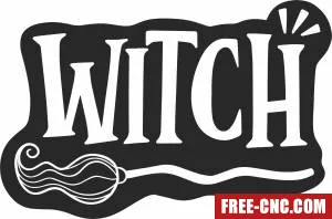 Witch halloween clipart - Free dxf for laser cutting and plasma