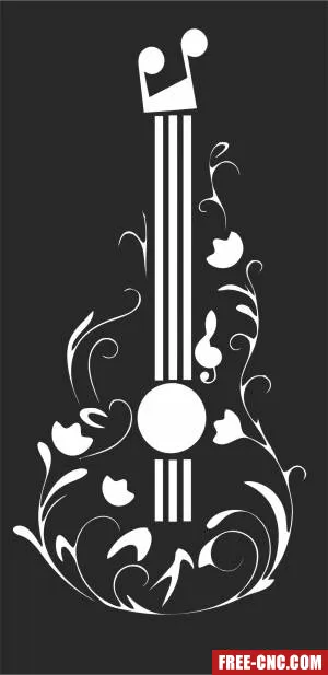 Floral guitar clipart - Free dxf files ready to cut