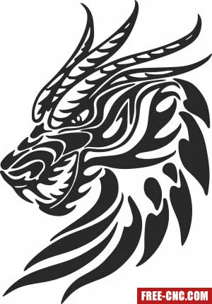 Tribal dragon face clipart - Free dxf for laser cutting and plasma